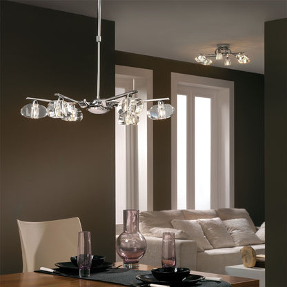 Mantra M0412 Alfa Telescopic Semi Flush Convertible 6 Light G9, Polished Chrome