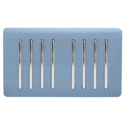 Trendi Artistic Modern Glossy 8 Gang 2 Way Rocker  Double Plate Tactile Light Switch Sky