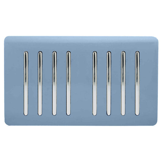 Trendi Artistic Modern Glossy 8 Gang 2 Way Rocker  Double Plate Tactile Light Switch Sky
