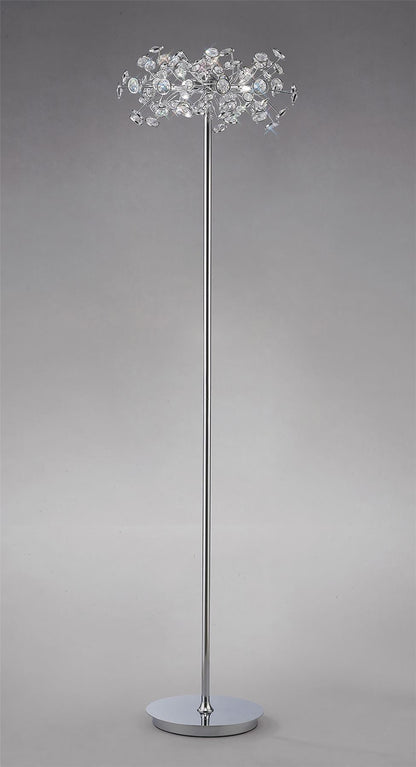 Diyas Savanna Floor Lamp 3 Light G9 Polished Chrome/Crystal, NOT LED/CFL Compatible
