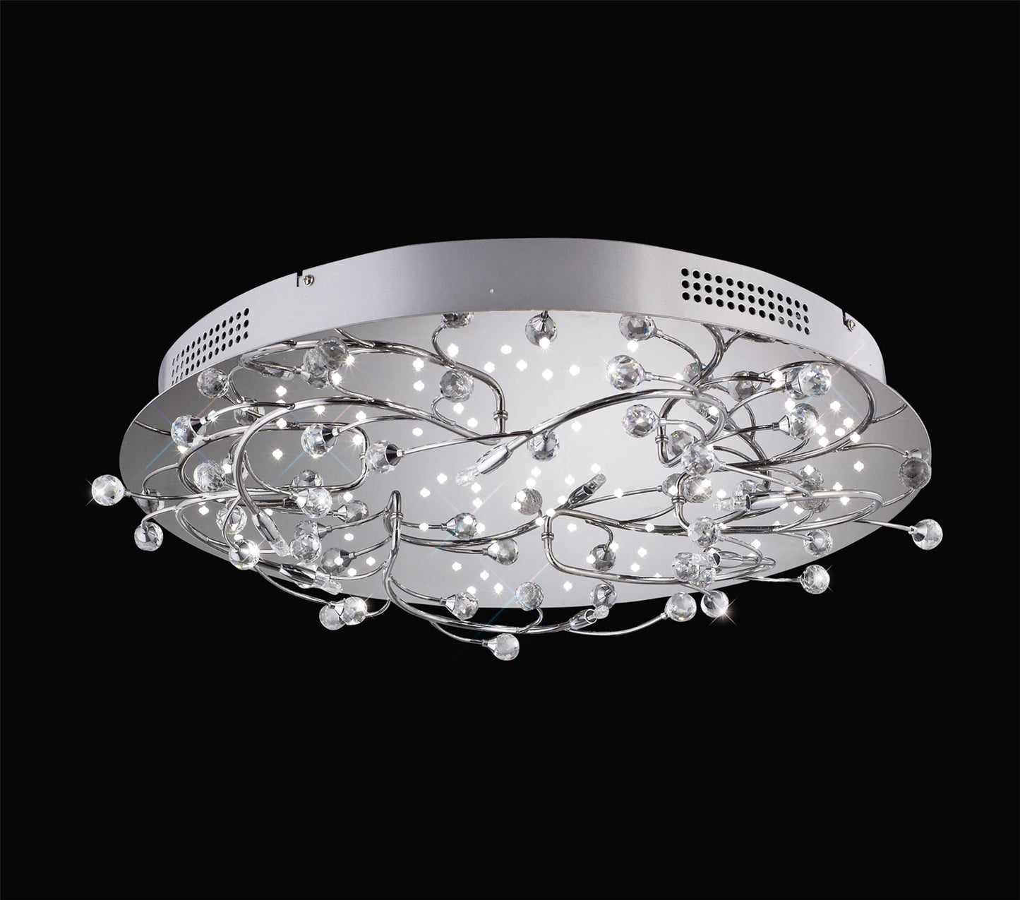 Diyas Fia 59cm Flush  Round 6 Light G4 with White LEDs Polished Chrome/Crystal, NOT LED/CFL Compatible Ceiling Light Fitting