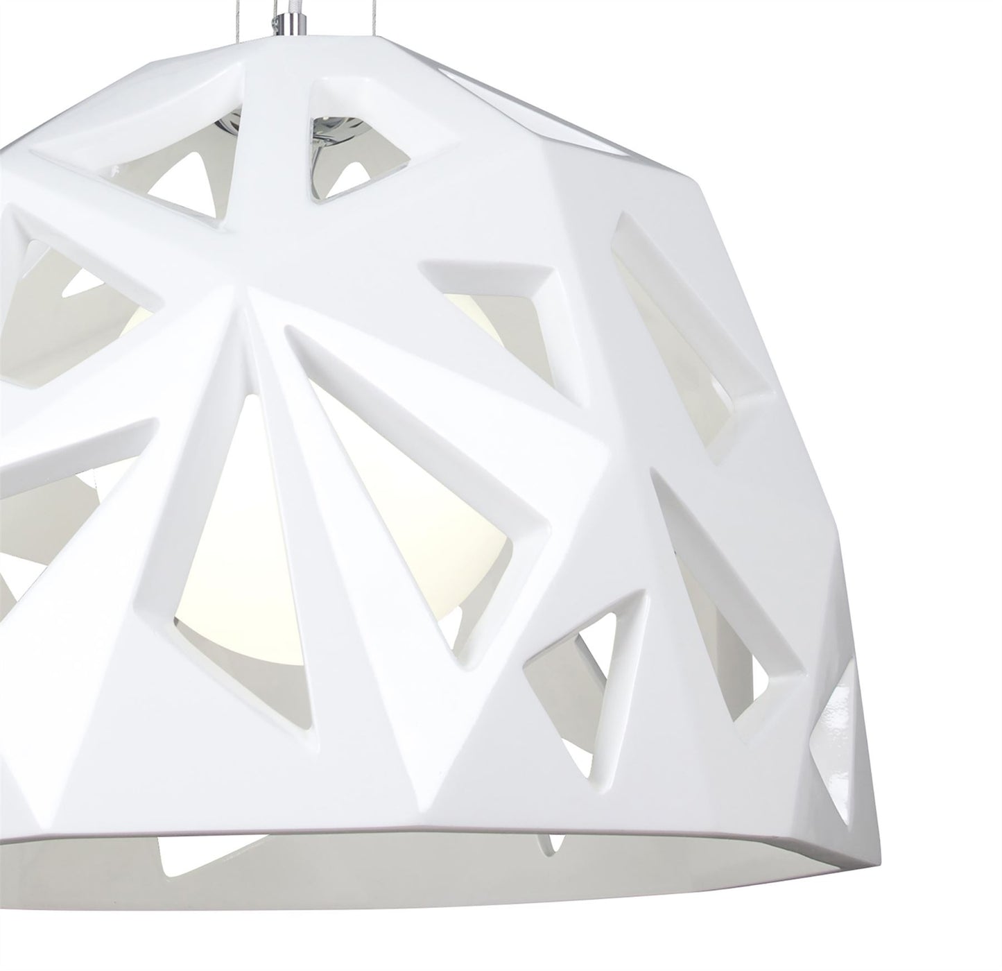 Mantra M3730 Facette Pendant 1 Light E27, Gloss White/Polished Chrome