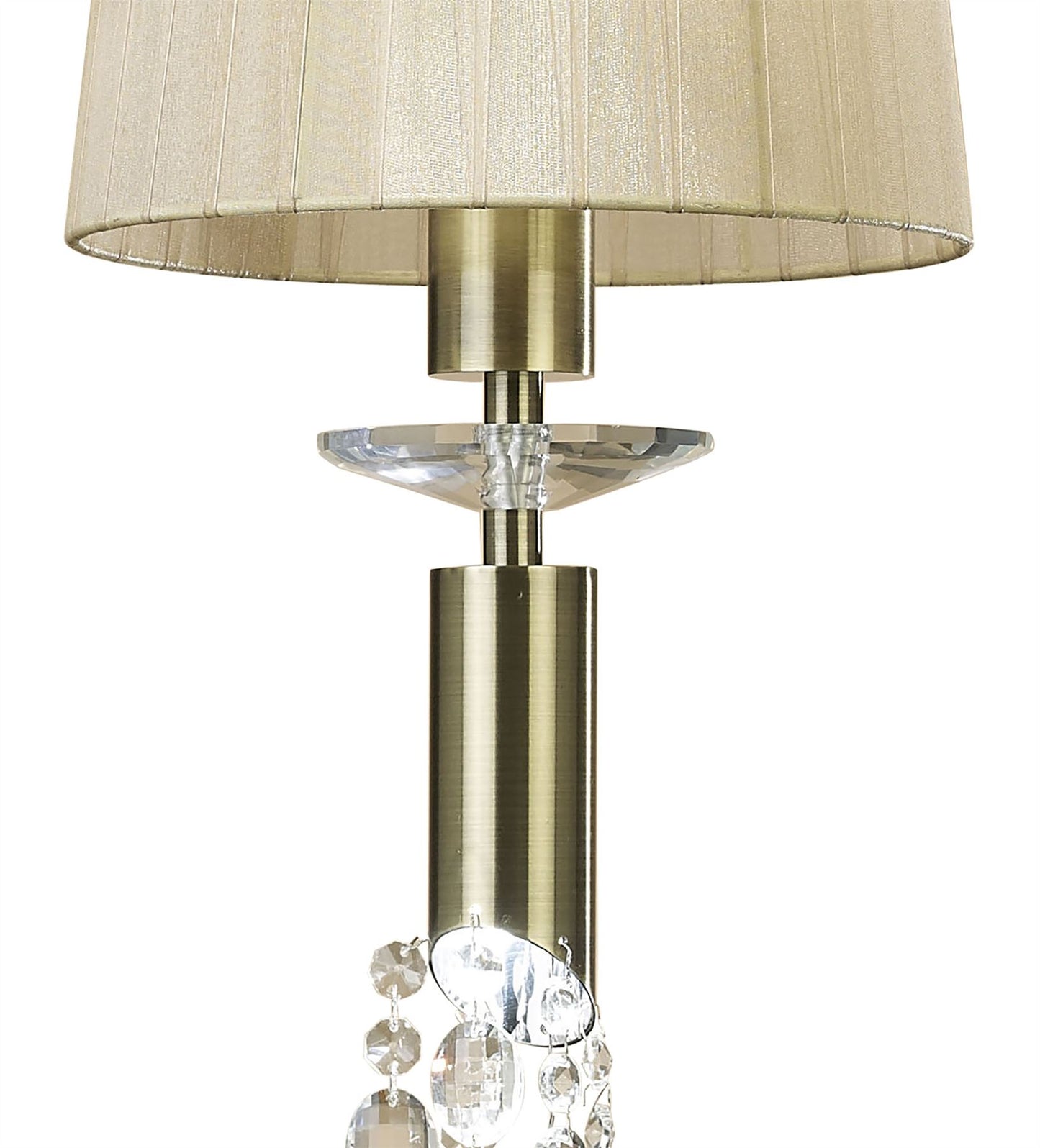 Mantra M3881 Tiffany Pendant 1+1 Light E27+G9, Antique Brass with Soft Bronze Shade & Clear Crystal