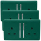 Trendi 2 Gang Artistic Modern Glossy 13 Amp Switched  Plug Socket Dark Green (3 Pack)