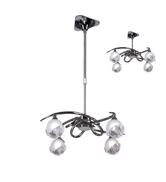 Mantra M0802 Fragma Telescopic Semi Flush Convertible 4 Light G9, Polished Chrome