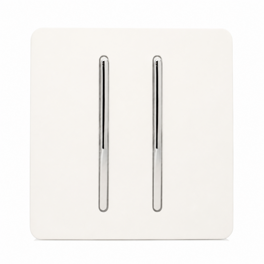 Trendi Switch 2 Gang Retractive Home Automation Switch in Matt White - ART-SSR2MWH