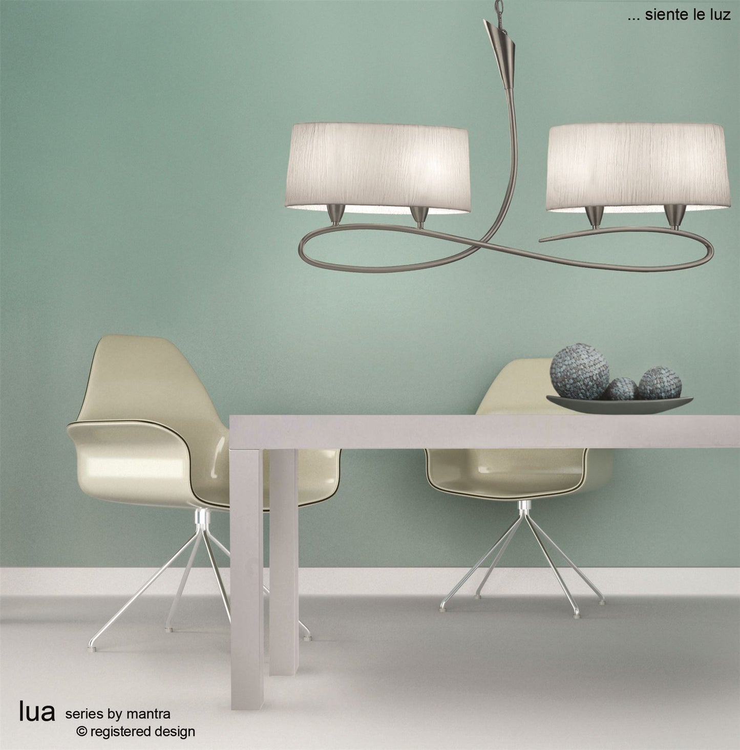 Mantra M3680 Lua Linear Pendant 2 Arm 4 Light E27, Ash Grey with Ash Grey Shades