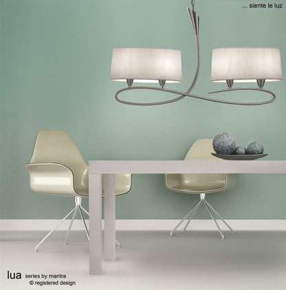Mantra M3680 Lua Linear Pendant 2 Arm 4 Light E27, Ash Grey with Ash Grey Shades