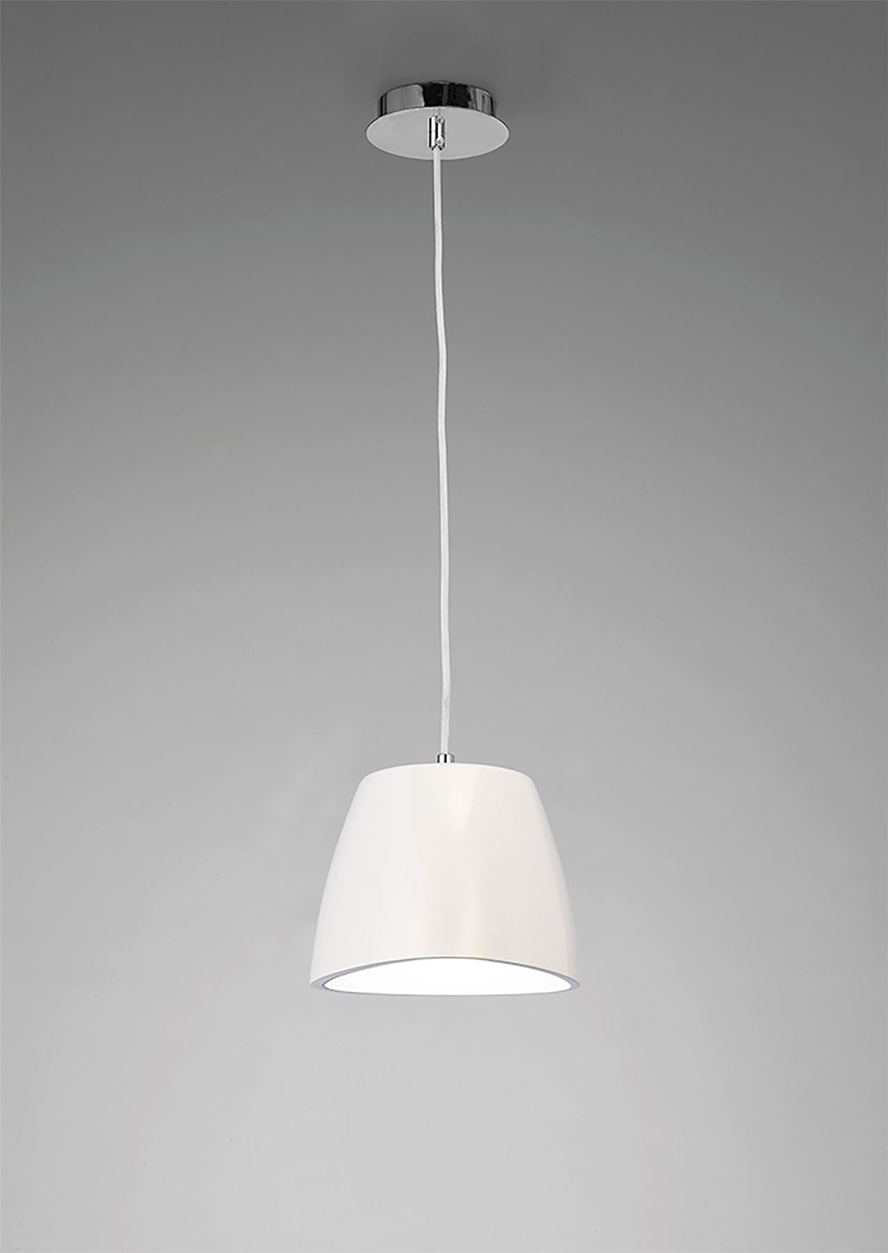 Mantra M4823 Triangle Pendant Small 1 Light E27, Gloss White/Polished Chrome