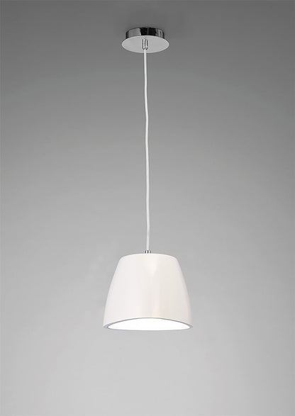 Mantra M4823 Triangle Pendant Small 1 Light E27, Gloss White/Polished Chrome
