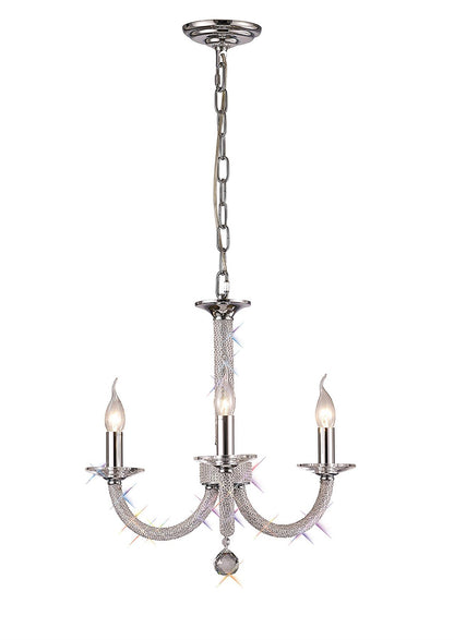 Diyas Elena 52cm  3 Light E14 Polished Chrome/Crystal Ceiling Pendant Light Fitting