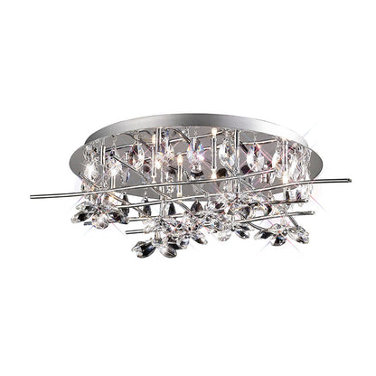 Diyas Aviance 58cm Flush  8 Light G4 Polished Chrome/Crystal, NOT LED/CFL Compatible Ceiling Light Fitting