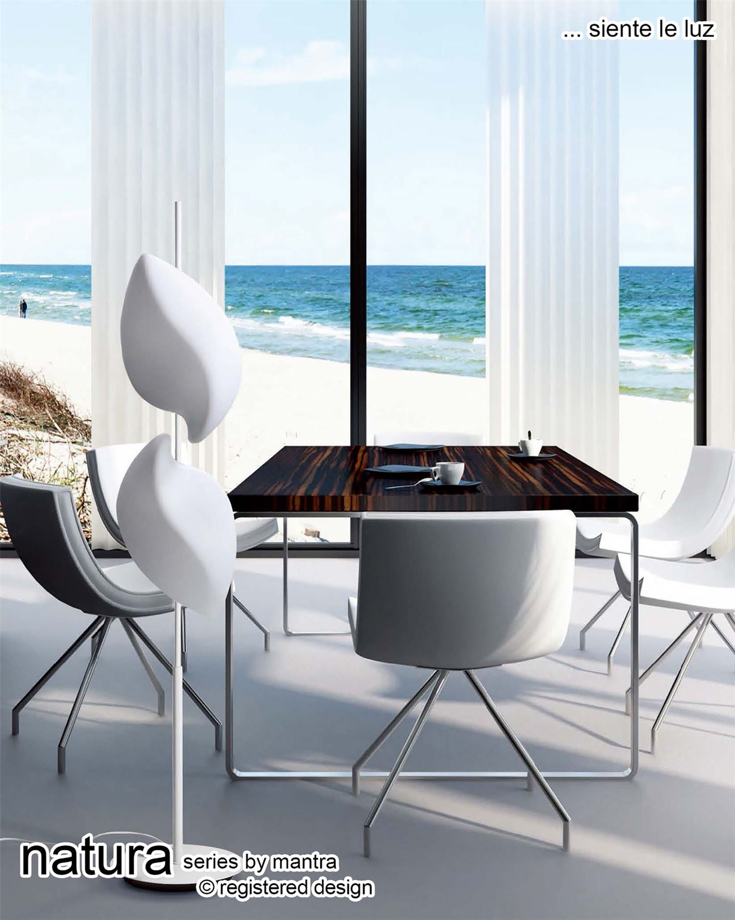 Mantra Natura Floor Lamp 4 Light E27 Outdoor IP44, Matt White/Opal White