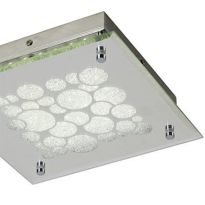 Mantra Fusion M5551 Coral Flush 25cm Square 15.5W LED 4000K Chrome/ Crystal Sand, 620lm,, 3yrs Warranty - M5551 Ceiling
