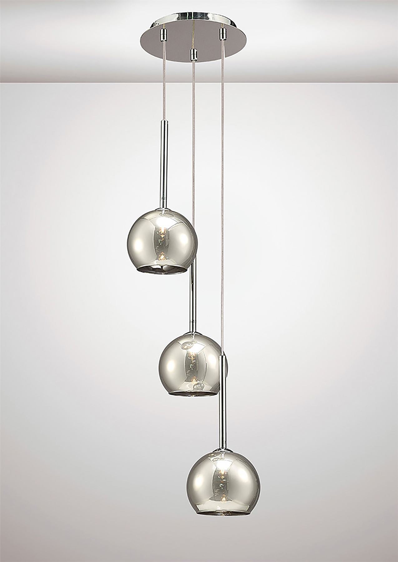Deco Regina Pendant 3 Light G9 Polished Chrome/Smoke Glass