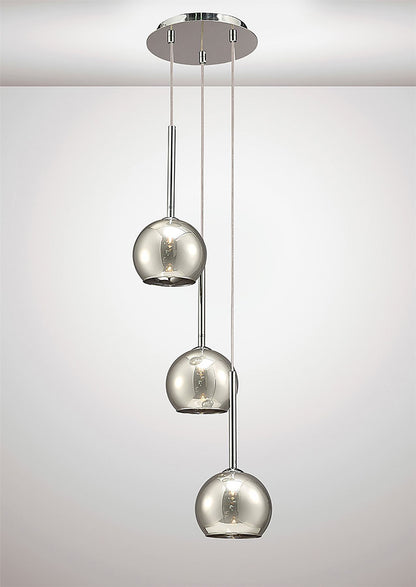 Deco Regina Pendant 3 Light G9 Polished Chrome/Smoke Glass