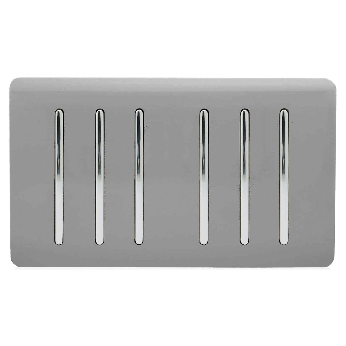 Trendi Artistic Modern Glossy 6 Gang 2 Way Rocker Double Plate Tactile Light Switch Light Grey