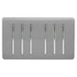Trendi Artistic Modern Glossy 6 Gang 2 Way Rocker Double Plate Tactile Light Switch Light Grey