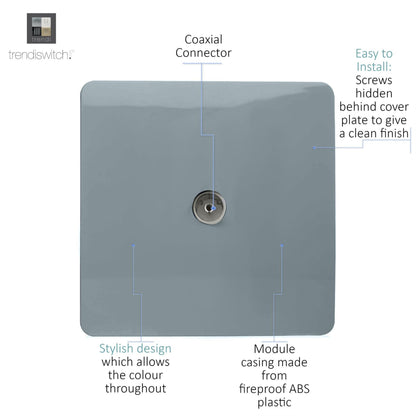 Trendi Artistic Modern Glossy Tactile TV Socket Cool Grey