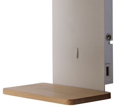 Mantra M5462 Nordica II Position Wall Light with USB Socket, 1x23W E27, White/Beech with White Shade