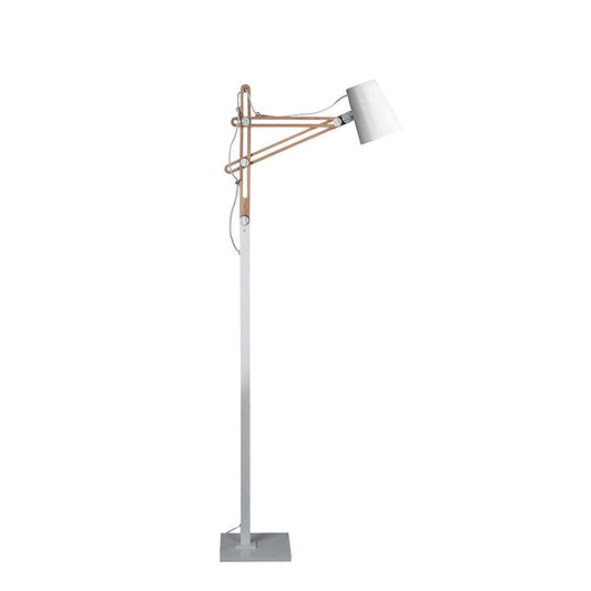 Mantra M3774 Looker Floor Lamp 1 Light E27, Matt White/Beech
