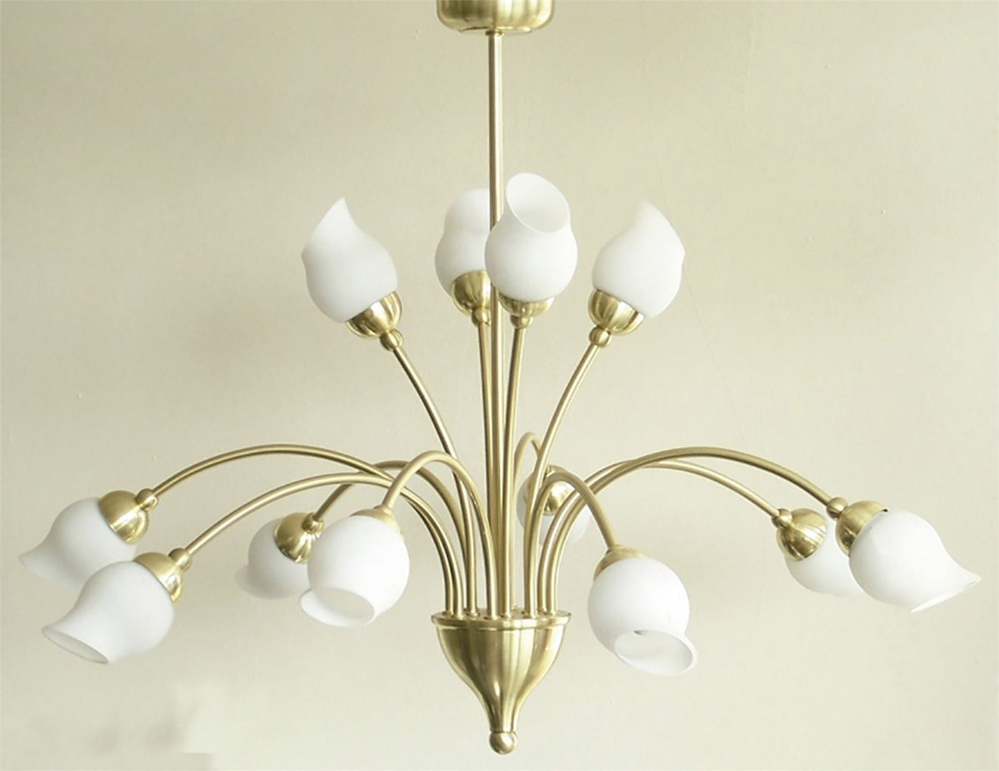 Diyas Rimini 69cm  12 Light G9 Satin Brass/Opal Glass Ceiling Pendant Light Fitting
