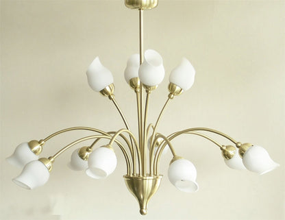 Diyas Rimini 69cm  12 Light G9 Satin Brass/Opal Glass Ceiling Pendant Light Fitting