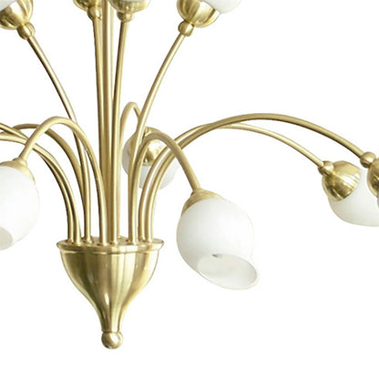 Diyas Rimini 69cm  12 Light G9 Satin Brass/Opal Glass Ceiling Pendant Light Fitting