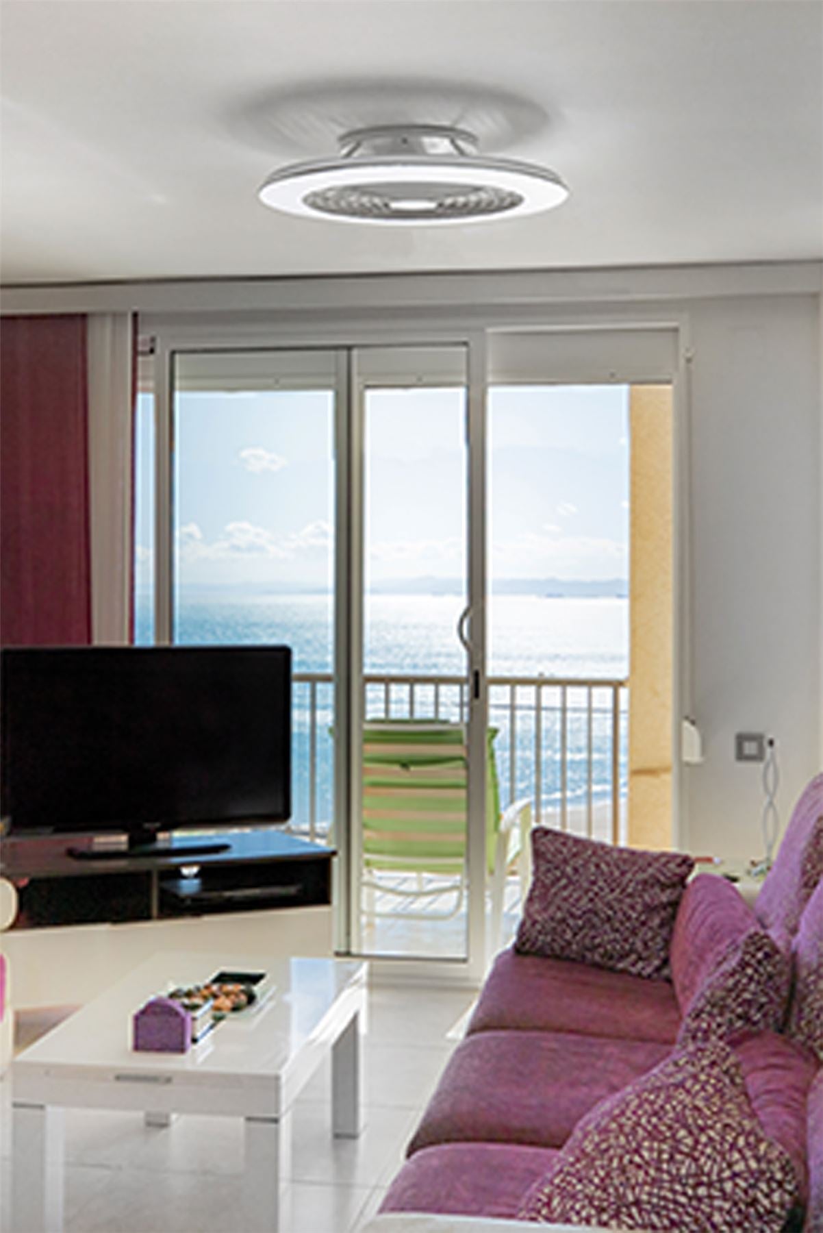Alisio XL 73.5cm 95W LED Dimmable Ceiling Light & 58W DC Reversible Fan, Silver Finish c/w Remote Control, APP & Alexa/Google Voice Control, 5900lm