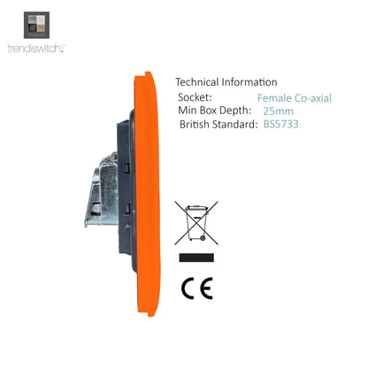 Trendi Artistic Modern Glossy Tactile 2 Gang TV Socket Orange