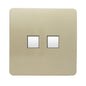 Trendi 2 Gang RJ45 Cat 6 PC Ethernet & Modern Designer Telephone Slave Sockets - Champagne Gold