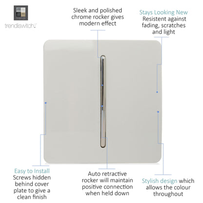 Trendi Artistic Modern Auto Retractive 1 Door Bell Switch in Matt White - ART-DBMWH