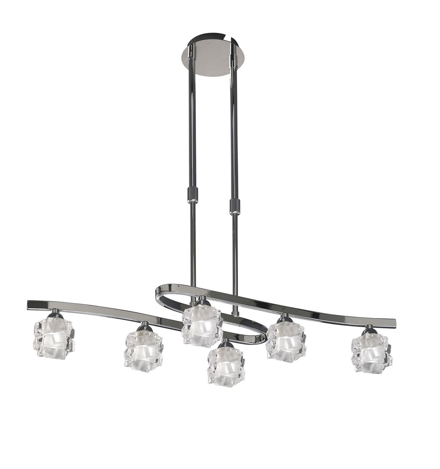 Mantra M1841 Ice Rectangular Telescopic Semi Flush Convertible 6 Light G9 ECO, Polished Chrome