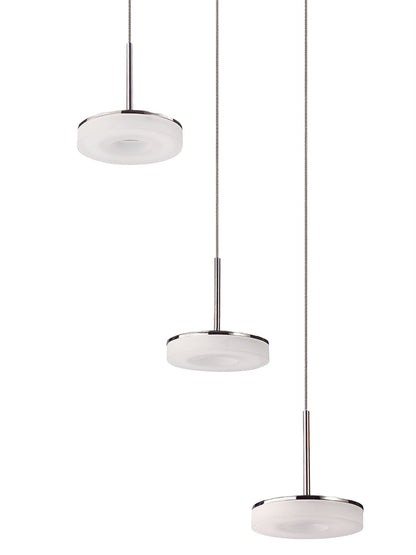 Mantra Fusion Nimbus 27cm 3 Drop Pendant 3 Light 15W LED 3000K, 1350lm, Polished Chrome/Frosted Acrylic, 3yrs Warranty