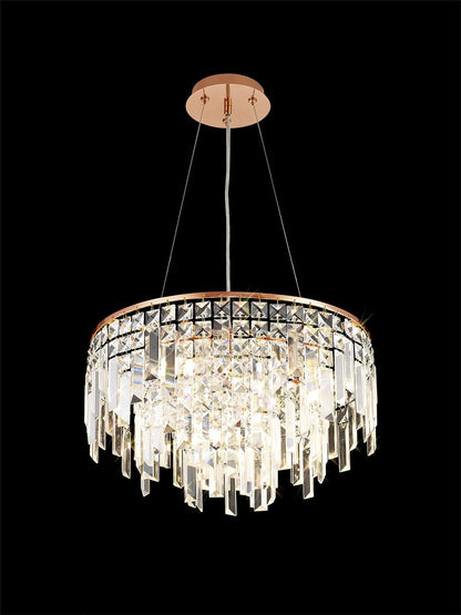 Diyas Maddison 42cm  Round 6 Light G9 Rose Gold/Crystal Ceiling Pendant Light Fitting