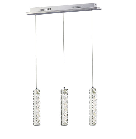 Diyas Galaxy Linear  3 Drop LED 4000K 3 X 3W Polished Chrome, Crystal Ceiling Pendant Light Fitting