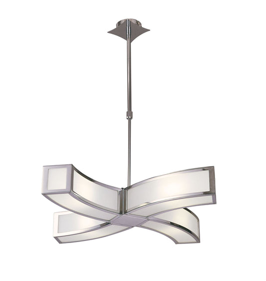 Mantra Duna 65cm E27 Pendant 4 Light L1 Curved, Polished Chrome/White Acrylic, CFL Lamps INCLUDED