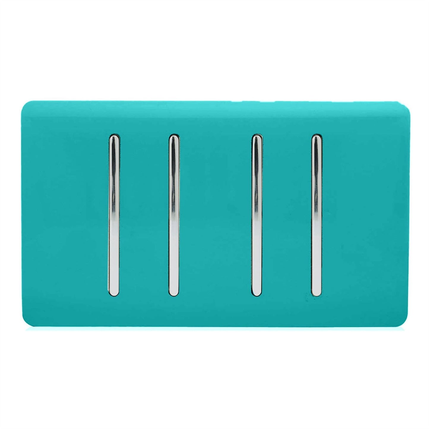 Trendi Artistic Modern Glossy 4 Gang 2 Way  Rocker Double Plate Tactile Light Switch Bright Teal