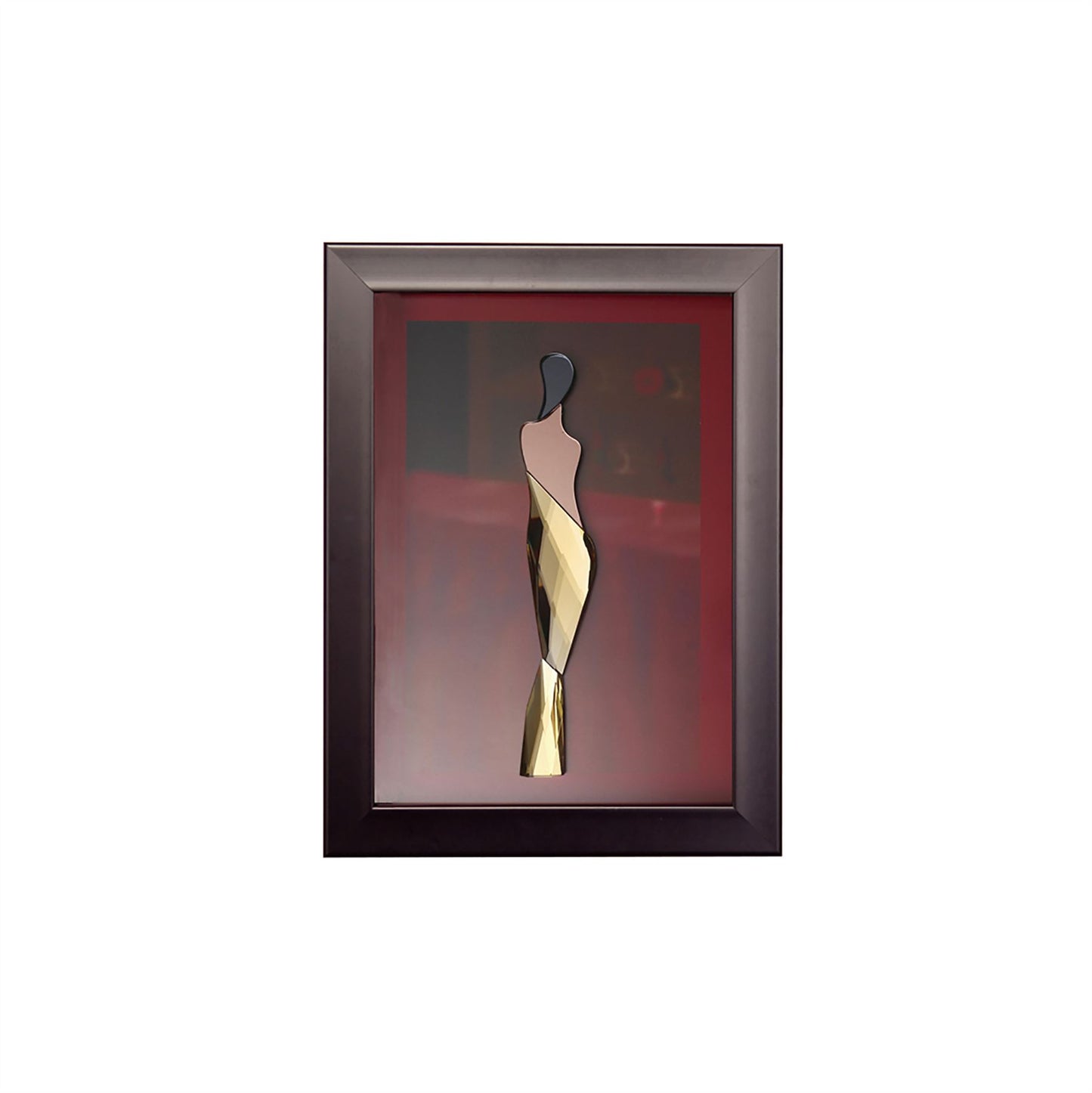 Diyas Home Crystal Wall Art (DH) Glamour Standing Lady, Black Frame, Pink, Black, Ambre Crystal Framed