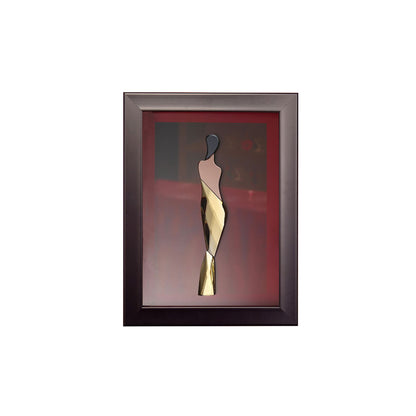 Diyas Home Crystal Wall Art (DH) Glamour Standing Lady, Black Frame, Pink, Black, Ambre Crystal Framed