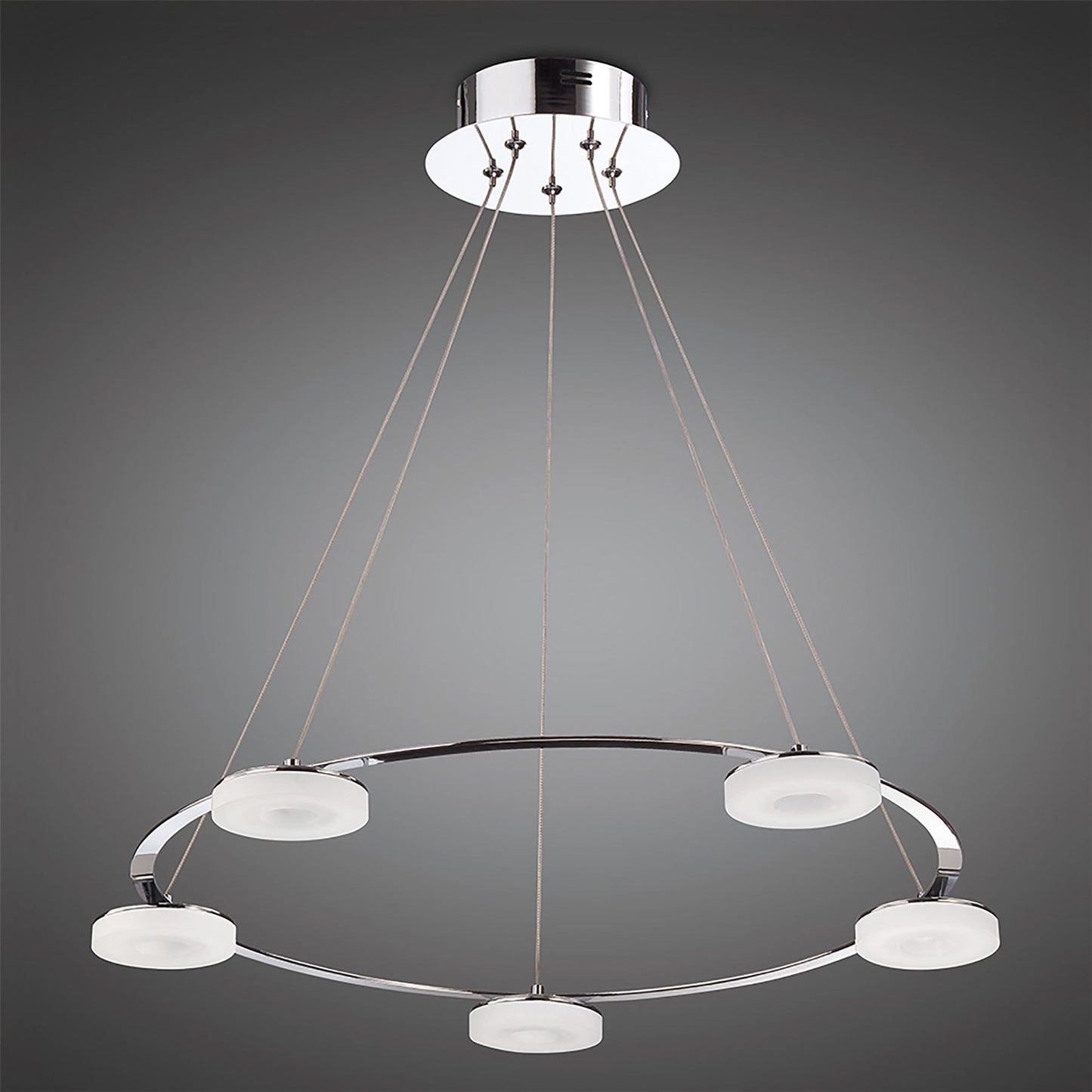 Mantra Fusion Nimbus 60cm Pendant 5 Light 25W LED 3000K, 2200lm, Polished Chrome/Frosted Acrylic, 3yrs Warranty