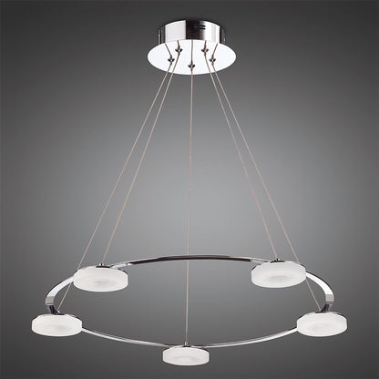 Mantra Fusion Nimbus 60cm Pendant 5 Light 25W LED 3000K, 2200lm, Polished Chrome/Frosted Acrylic, 3yrs Warranty