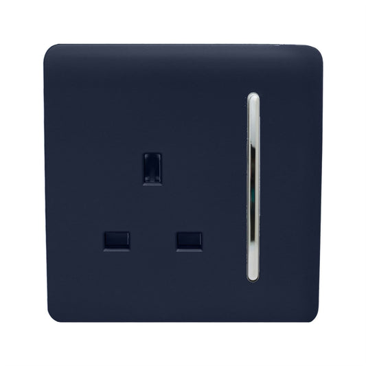 Trendi 1 Gang Artistic Modern Glossy 13 Amp Switched Tactile Plug Socket Navy