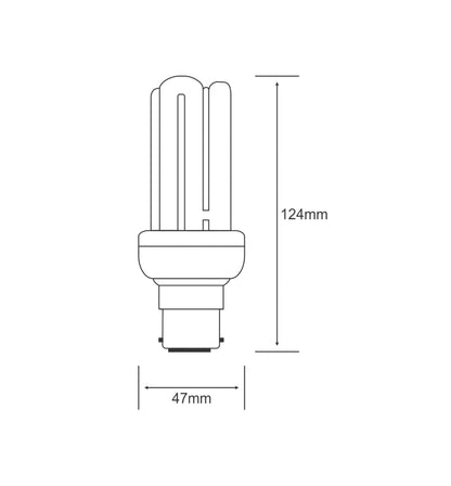 Luxram Extra Mini Sup 4U Extra Mini Supreme 4U B22 20W 2700K Compact Fluorescent Compact