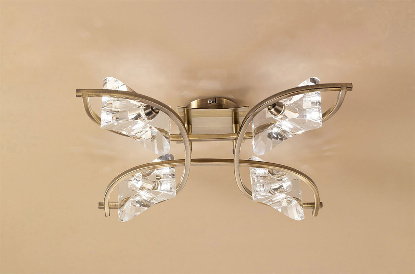 Mantra Kromo Ceiling 4 Light G9, Antique Brass