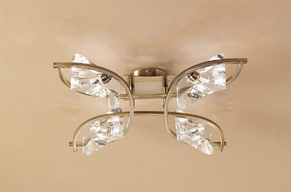 Mantra Kromo Ceiling 4 Light G9, Antique Brass