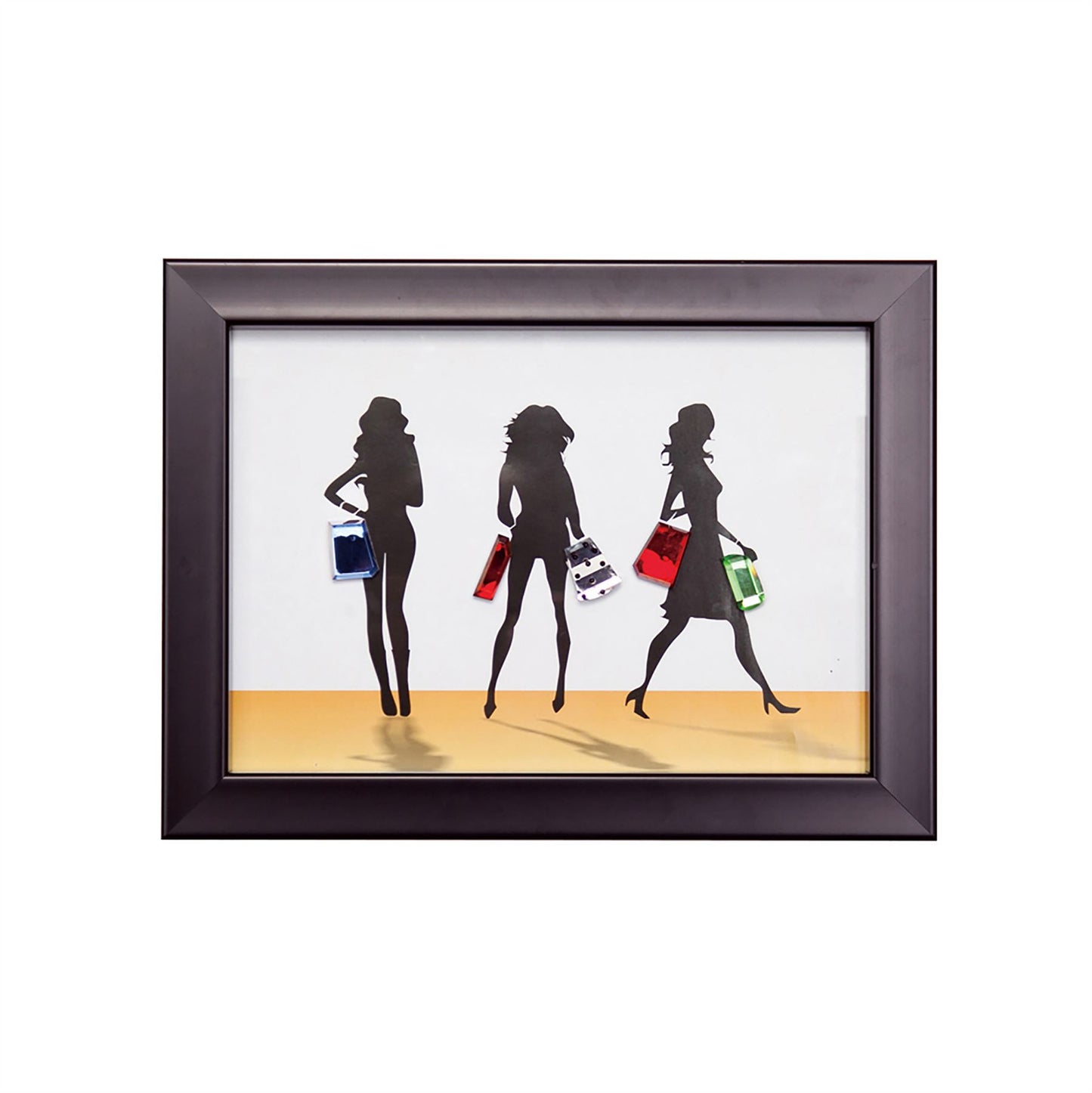 Diyas Home Crystal Wall Art (DH) Glamour Ladies and Handbags, Black Frame, Blue, Clear, Green, Red Crystal Framed