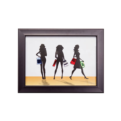 Diyas Home Crystal Wall Art (DH) Glamour Ladies and Handbags, Black Frame, Blue, Clear, Green, Red Crystal Framed