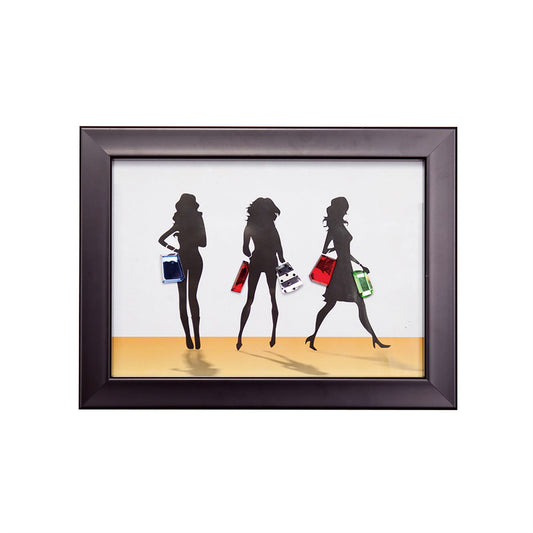 Diyas Home Crystal Wall Art (DH) Glamour Ladies and Handbags, Black Frame, Blue, Clear, Green, Red Crystal Framed