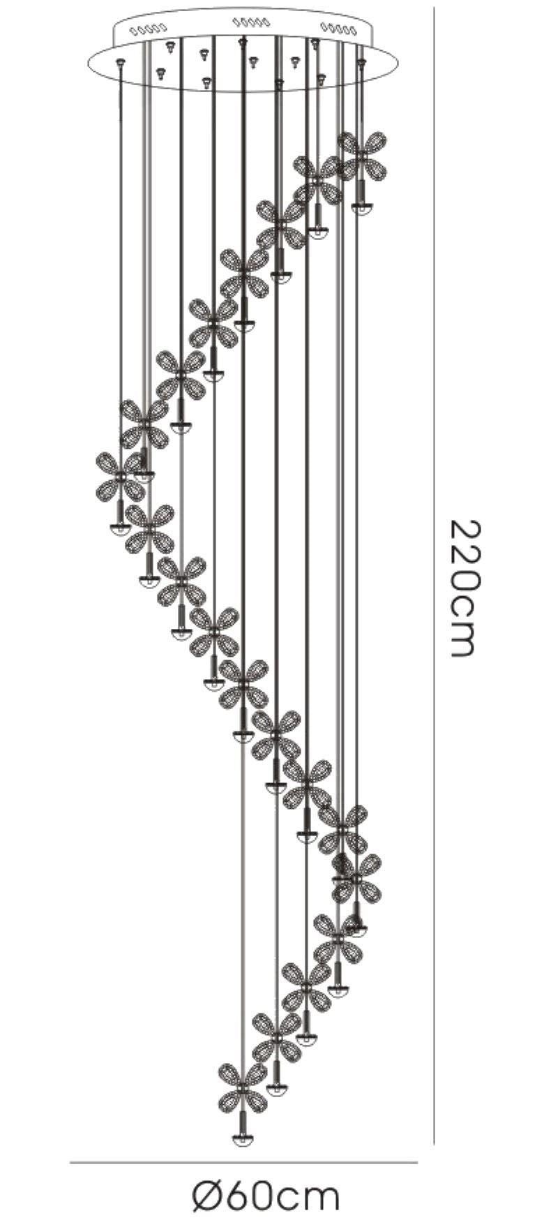 Diyas Aviva 60cm  20 Light 4000K LED Polished Chrome/Crystal Ceiling Pendant Light Fitting